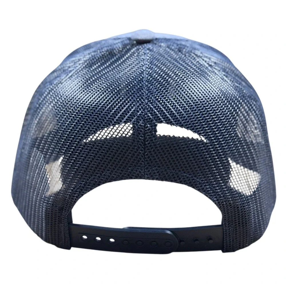 Travis Mathew Cap Navy Blue Gray‎ Snapback 5 Panel Golf Hat Mens EUC